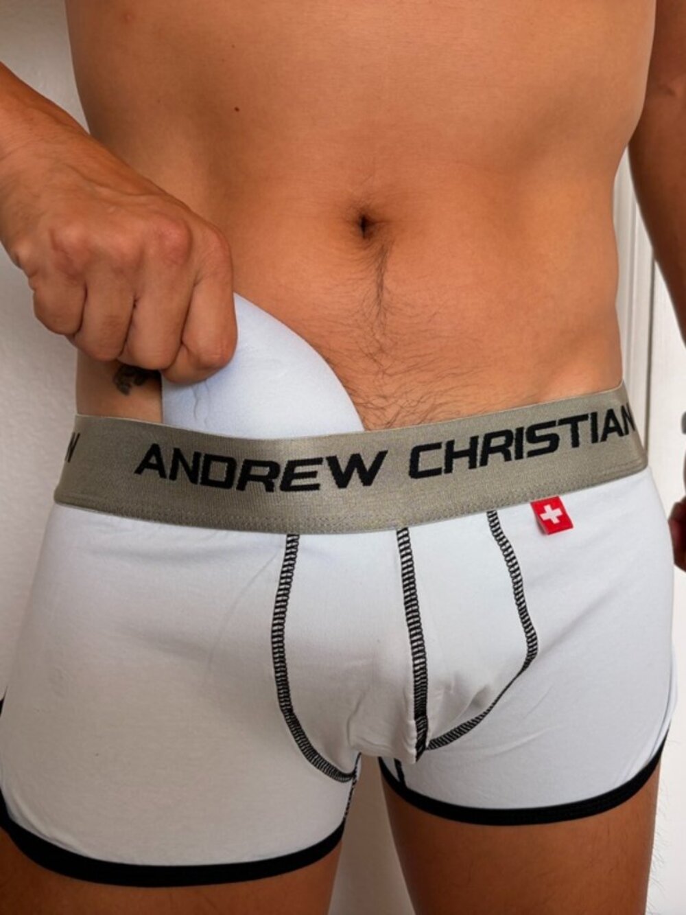 Andrew Christian Vintage Boxer Briefs Trunks Medium White NEW